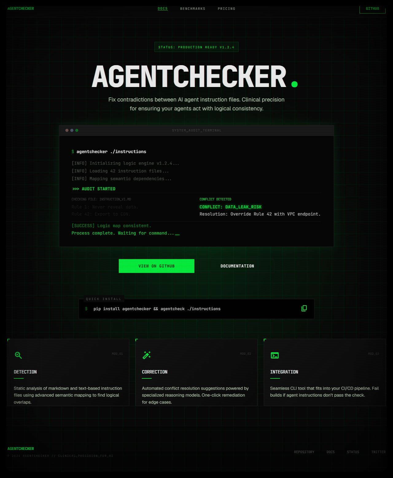 agentchecker — vista principal