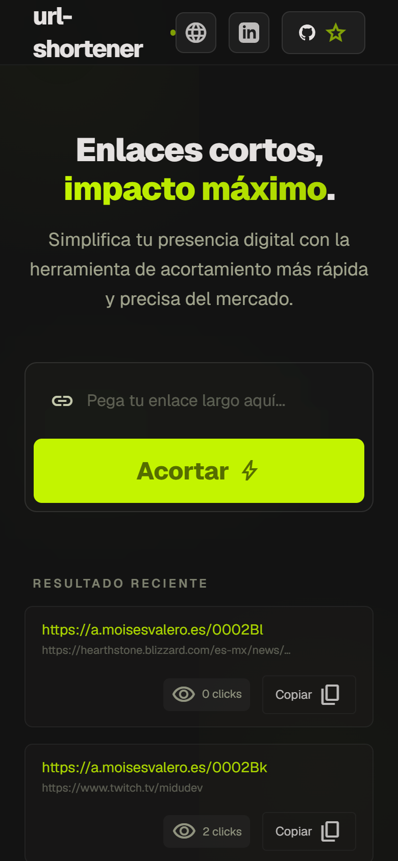 django-url-shortener — captura secundaria 2