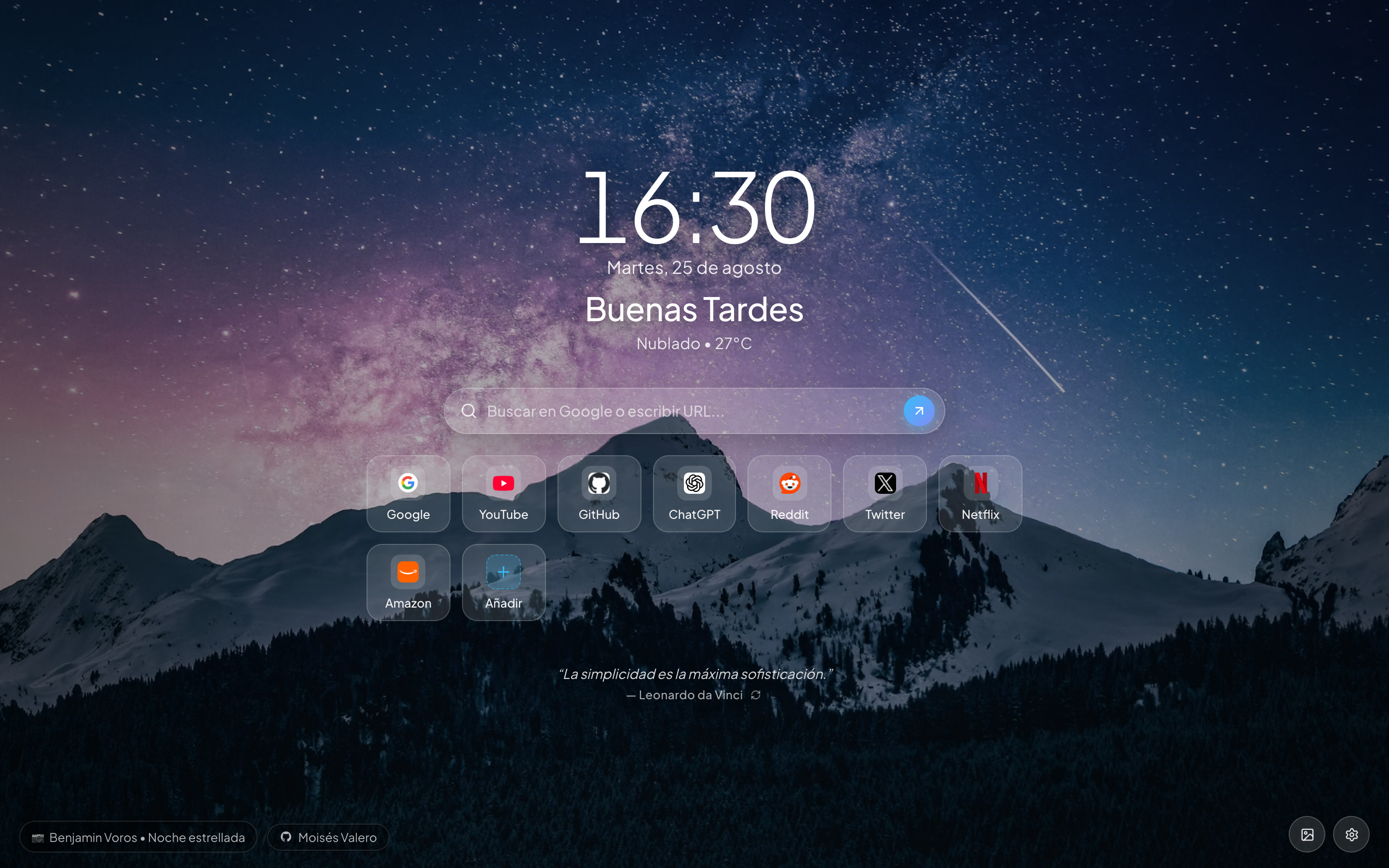 NovaTab — vista principal