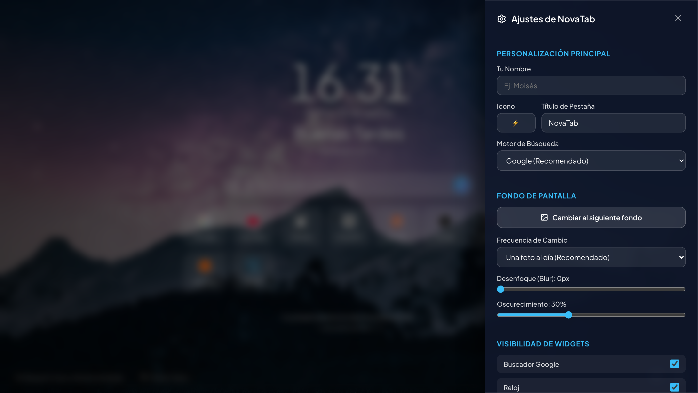 NovaTab — captura secundaria 1