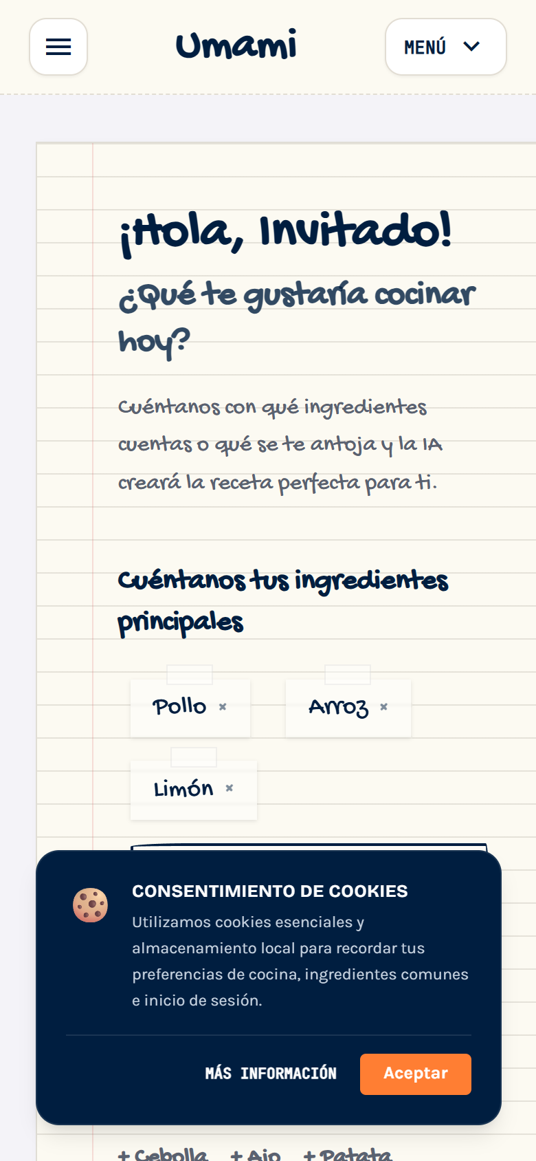 Recetario IA — captura secundaria 2